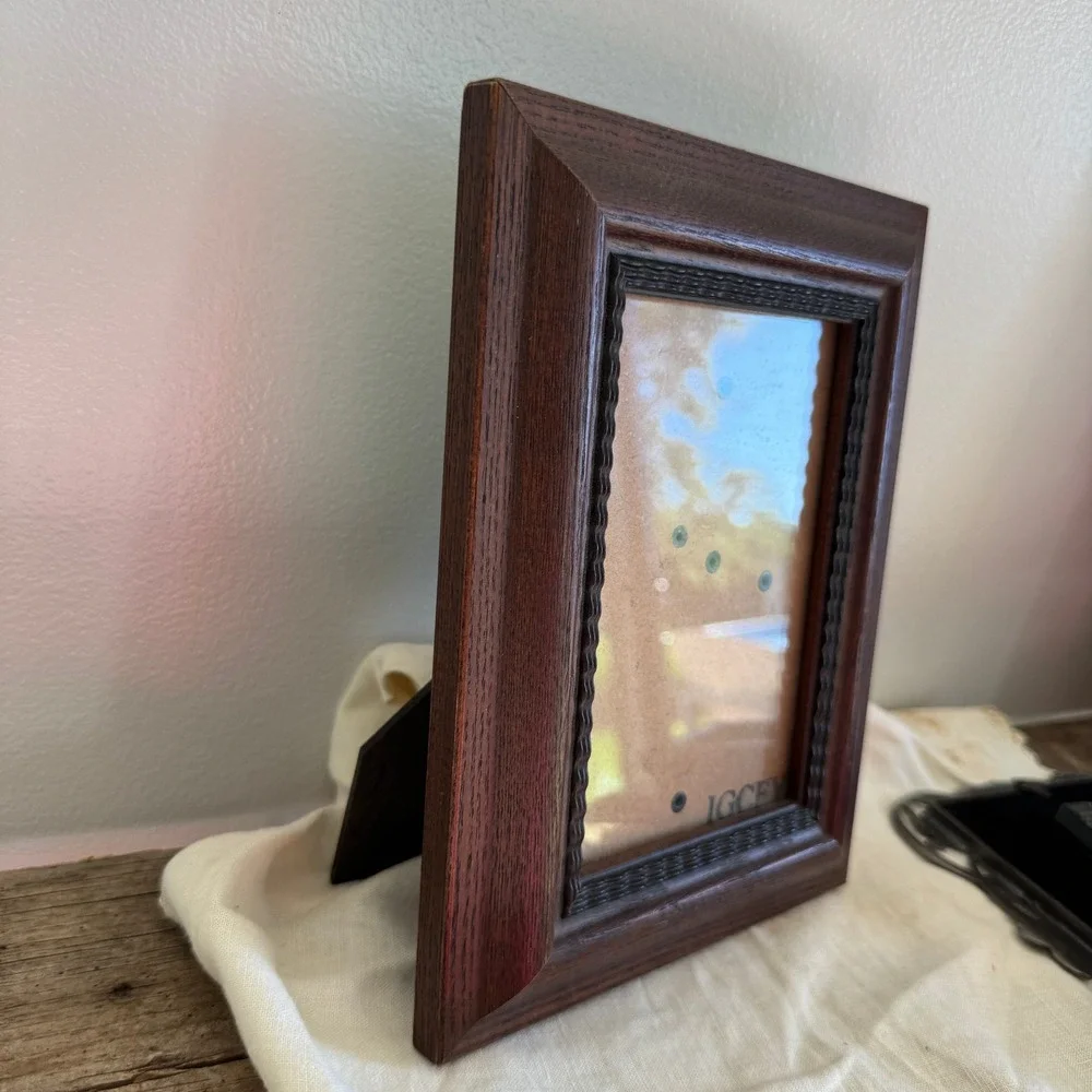 Vintage Picture Frame Set Thomasville Wood Fetco Silver Floral Green Ornate 3pc